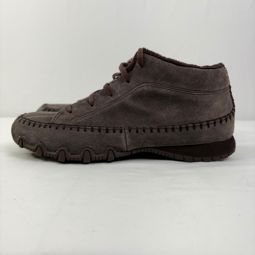 Skechers Bikers Totem Brown Leather Faux Fur Lined Ankle Boots Womens 8.5